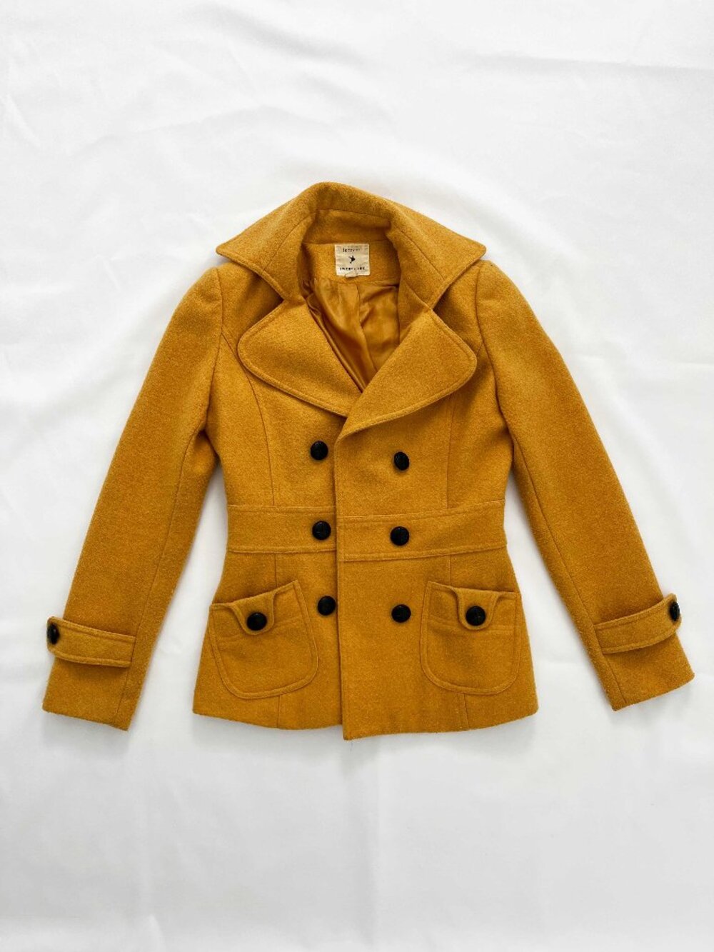 Forever 21 Mustard Yellow Pea Coat Women's S